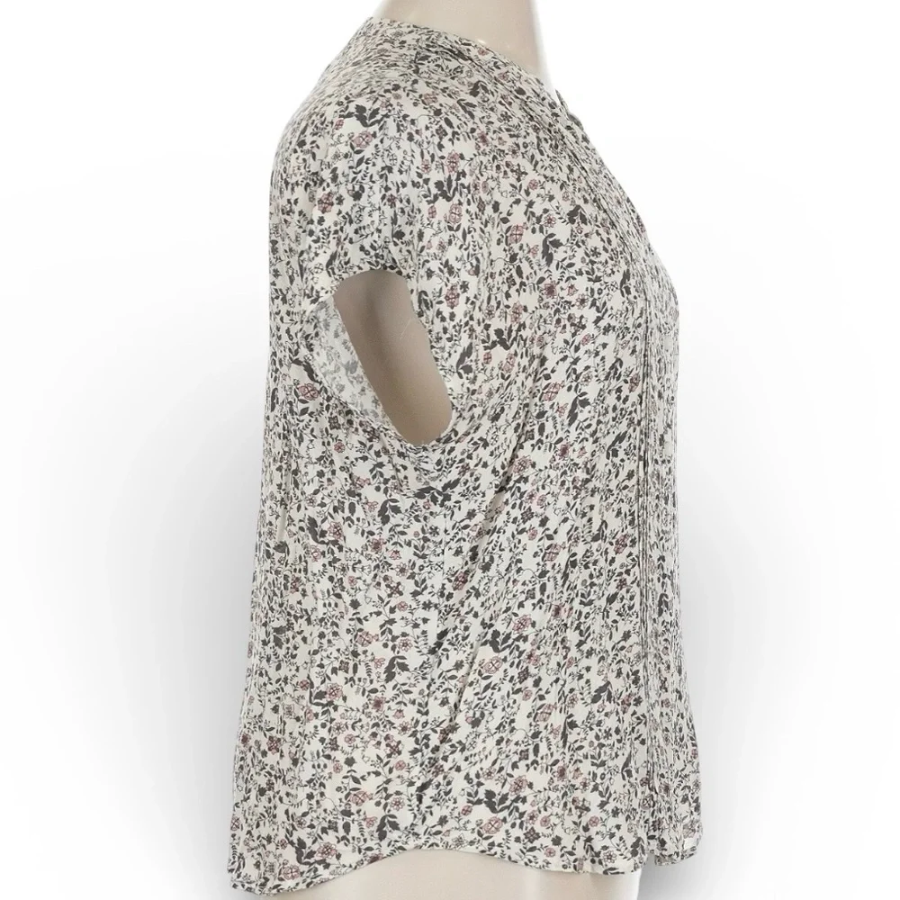 Treasure & Bond Floral Blouse Boho Peasant Top Button Front Short Sleeve XL - Picture 4 of 8